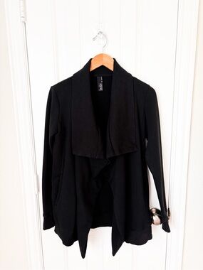 bobi Black Draped Open-Front Cardigan Revolve Sweater Size Small